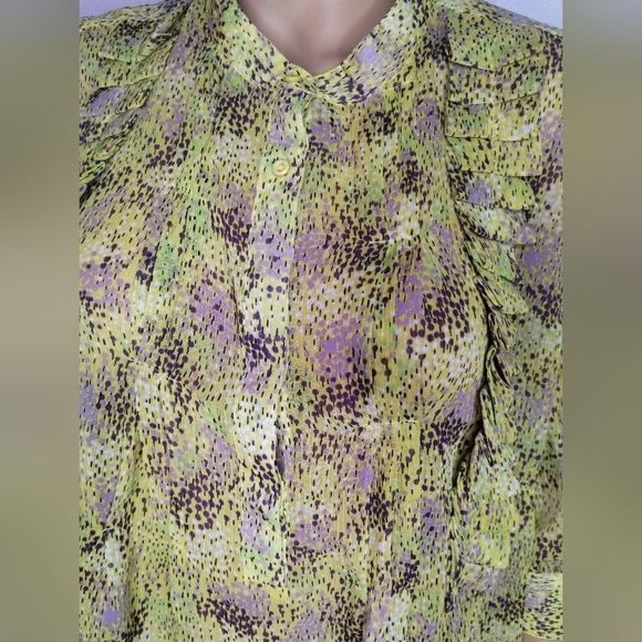 Attention Women's size xl yellow ruffle blouse shirt top - Picture 3 of 8